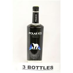 3 BOTTLES OF POLAR ICE QUADRUPLE DISTILLED VODKA