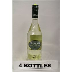 4 BOTTLES OF CRUZAN ESTATE LIGHT RUM AGED 2 YEARS
