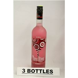 3 BOTTLES OF THREE OLIVES BUBBLE VODKA