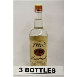 3 BOTTLES OF TITO'S HANDMADE VODKA
