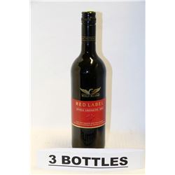 3 BOTTLES OF RED LABEL SHIRAZ-GRENACHE 2013