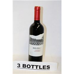 3 BOTTLES OF DON FELI CABERNET SAUVIGNON RED WINE