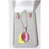 Image 1 : SILVER & PINK NECKLACE/EARRING SET