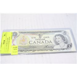 LOT OF 5 UNCIRCULATED CANADIAN $1 BANK NOTES