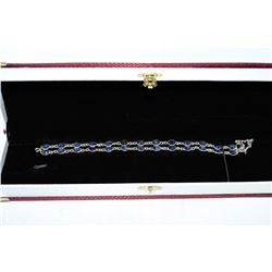 STERLING SILVER & BLUE SAPPHIRE GEMSTONE BRACELET