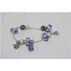 PANDORA STYLE  BRACELET IN SHADES OF BLUE