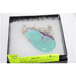 HAND SET DRAGON VEIN AGATE PENDANT & CHAIN