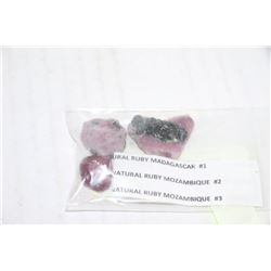LOT OF 3 NATURAL RED RUBIES