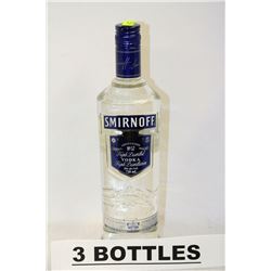 THREE 750ML BOTTLES OF SMIRNOFF VODKA 50%ALC./VOL.