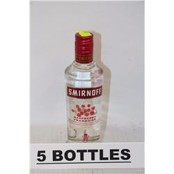 FIVE 375ML BOTTLES OF SMIRNOFF RASPBERRY FLAVOURED
