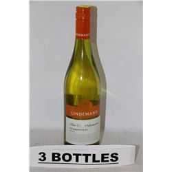 THREE 750ML BOTTLES OF LINDEMAN'S BIN 65