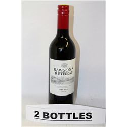 TWO 750ML BOTTLES OF RAWSON'S RETREAT MERLOT 2013
