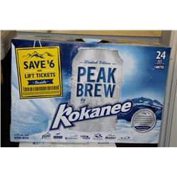 CASE OF 24 CANS OF PEAK BREW BY KOKANEE