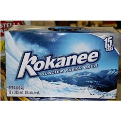 CASE OF 15 CANS OF KOKANEE BEER