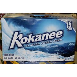 CASE OF 15 CANS OF KOKANEE BEER