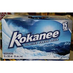 CASE OF 15 CANS OF KOKANEE BEER