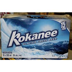 CASE OF 15 CANS OF KOKANEE BEER