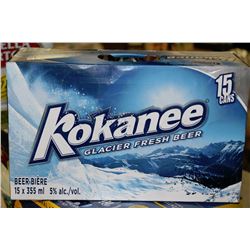 CASE OF 15 CANS OF KOKANEE BEER
