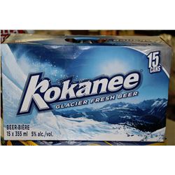 CASE OF 15 CANS OF KOKANEE BEER