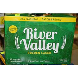 CASE OF 12 CANS OF RIVER VALLEY GOLDEN LAGER