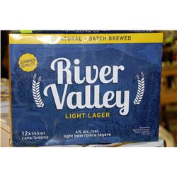 CASE OF 12 CANS OF RIVER VALLEY LIGHT LAGER