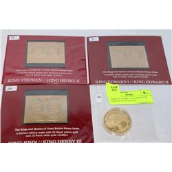 THREE 23 KARAT GOLD KINGS & QUEENS OF ENGLAND