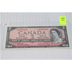 1954 BANK OF CANADA $2 BANKNOTE