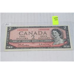 1954 BANK OF CANADA $2 BANKNOTE