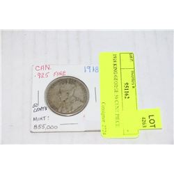 1918 KING GEORGE 50 CENT PIECE