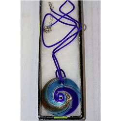 MURANO GLASS ROUND PENDANT ON SILK CORD