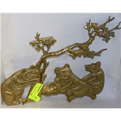 BRONZE BABY BEAR CUBS WALL HANGING