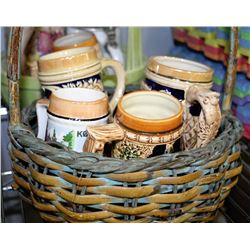 BASKET OF 4 GERMAN BEER STEIN
