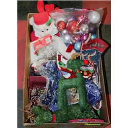 BOX W/SANTA, DEER, STOCKINGS, TREE