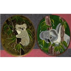 PAIR OF LEMUR PAINTINGS ON WOOD - SIGNED BY ARTIST
