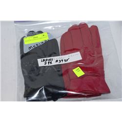 2 PACK OF LADIES LEATHER GLOVES - SIZE M
