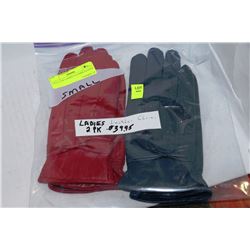 2 PACK OF LADIES LEATHER GLOVES - SIZE S