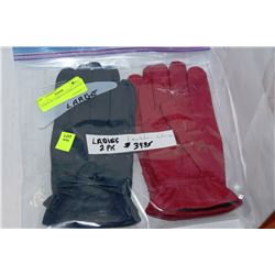 2 PACK OF LADIES LEATHER GLOVES - SIZE L