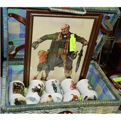 NORMAN ROCKWELL CUPS & PICTURE