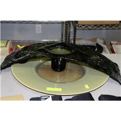 DECORATIVE GLASS VASE & 19" DECORATIVE PLATE