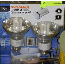 PAIR OF SYLVANIA 15W FLOOD 65 COMPACT LIGHTBULB
