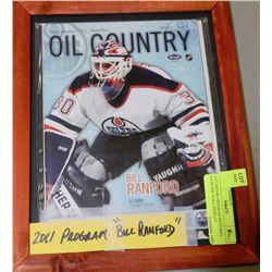 2011 OILERS PROGRAM WITH BILL RANFORD WALL DISPLAY