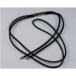 STERLING SILVER BLACK LEATHER NECKLACE