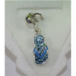STERLING SILVER BLUE CRYSTAL FLIP FLOP PENDANT