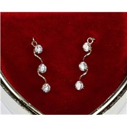 10KT GOLD CUBIC ZIRCONIA DROP STYLE EARRINGS