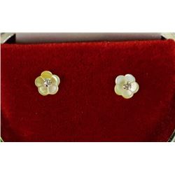 14KT GOLD DIAMOND PEARL EARRINGS
