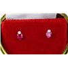 Image 1 : 10KT GOLD CREATED RUBY & CZ EARRINGS