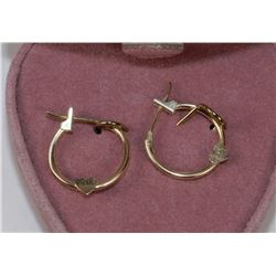 14KT GOLD HEART HOOP EARRINGS