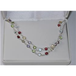 .925 STERLING SILVER MULTI-COLOURED NATURAL STONE