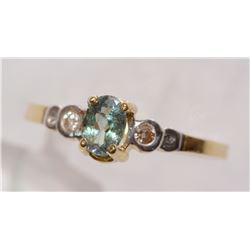 #9-14K GOLD ALEXANDRITE (0.40CT) & DIAMOND RING