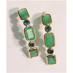#15-14K GOLD EMERALD (3.40CT) & BLUE DIAMOND